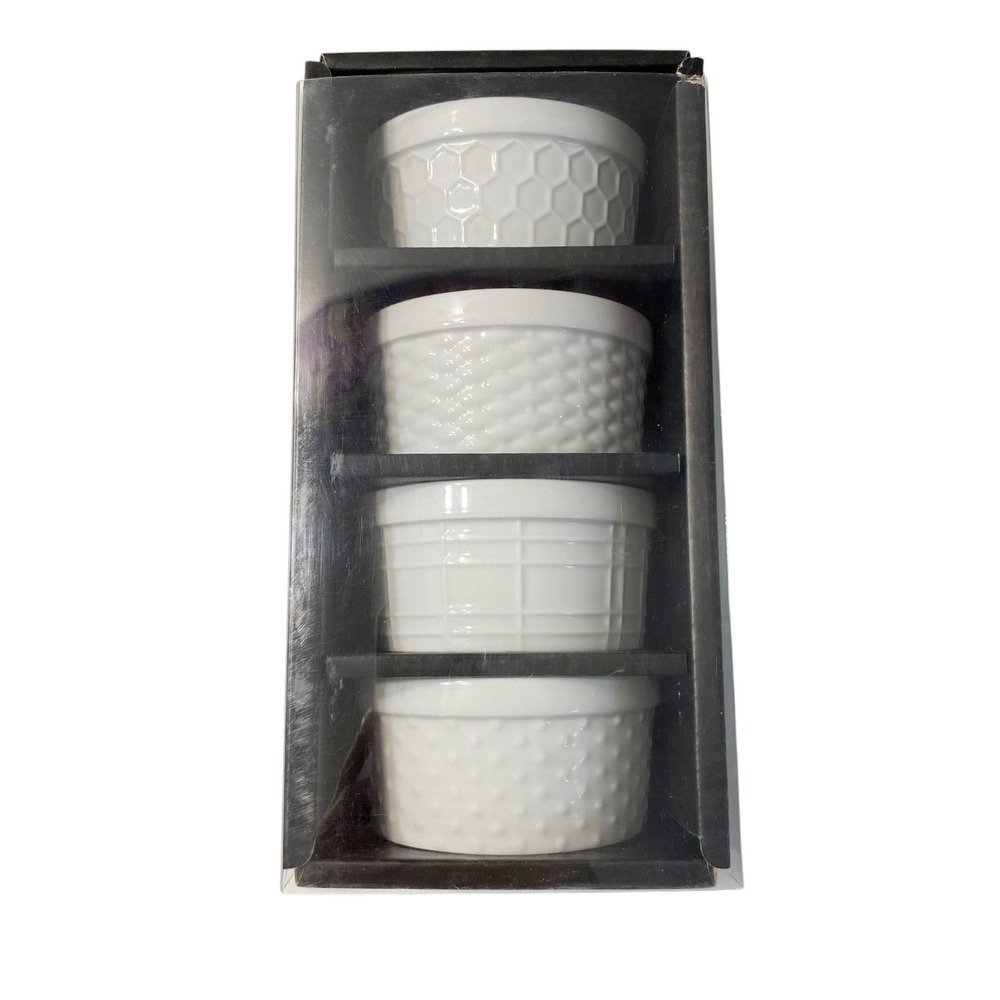 Fiddle And Fern Home Essentials 8oz Ramekins Set Of 4 Beehive Pattern Farmhouse